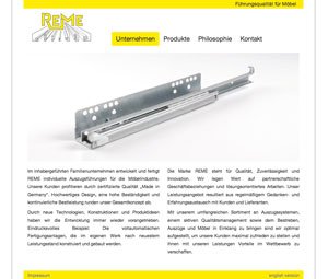 Homepage REME Möbelbeschläge GmbH, Hövelhof