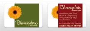 Visitenkarte Blumengalerie Dunschen