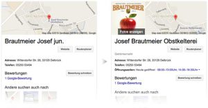 Google My Business-Anmeldung von Brautmeier Ostenland