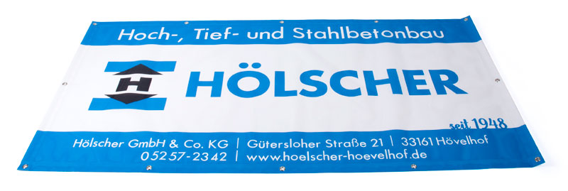 Baustellen-Banner windsicher und schwer entflammbar